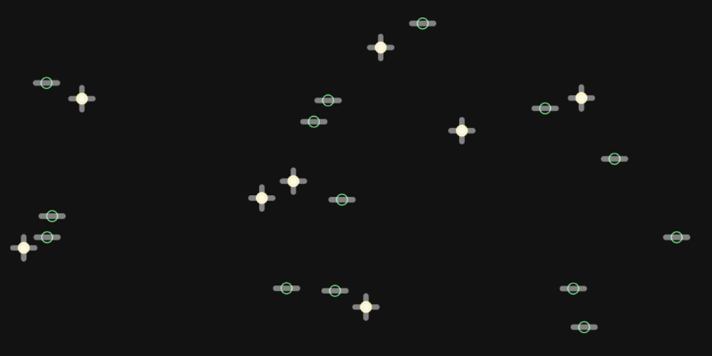 Fixed charges with attached holes and electrons